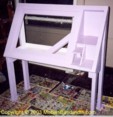 custom drafting table/light table designed 
and built by James Mobius